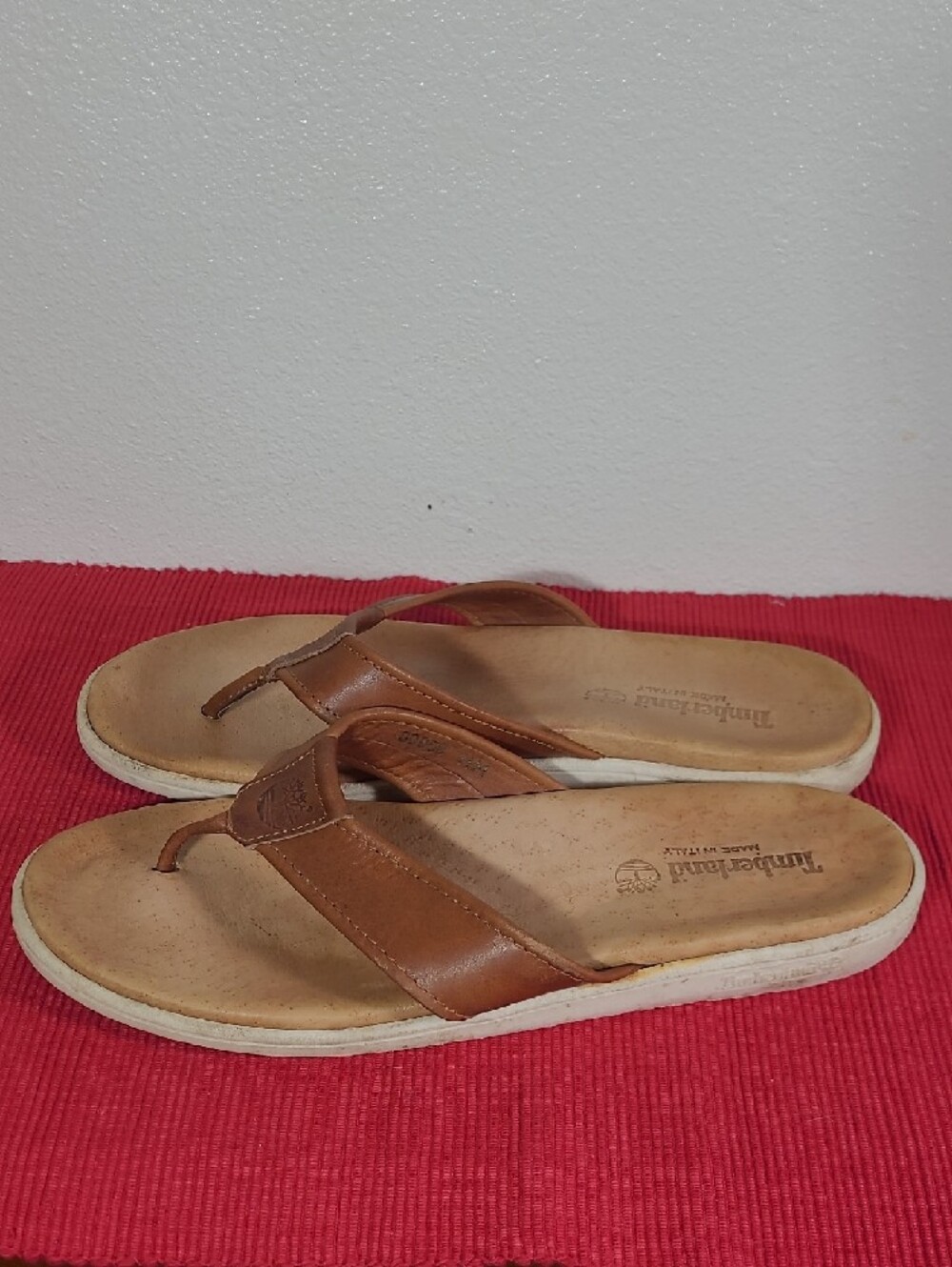 Timberland Brown Leather Toe-Post Sandals- Mens Size 11 - Picture 2 of 10